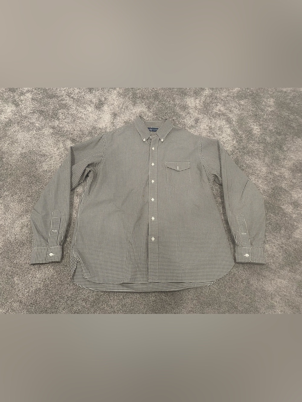 Vtg Ralph Lauren Shirt Mens XL Checkered Cotton Long Sleeve Button Up Black